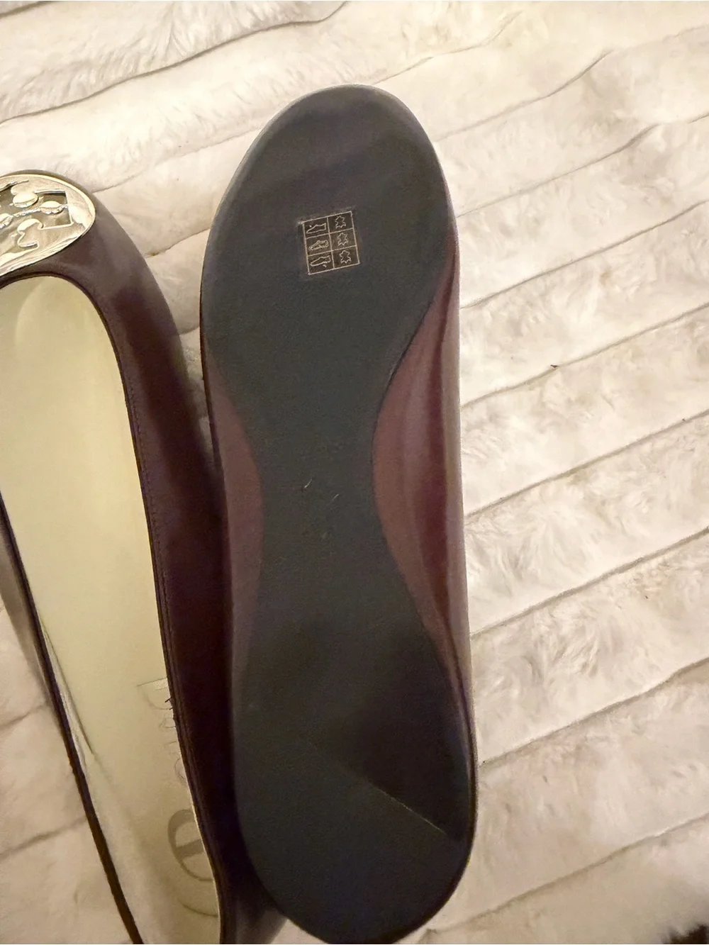 Tory Burch Deep Burgundy Logo Medallion Ballet Flats